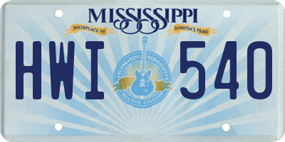 MS license plate HWI540