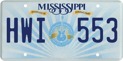 MS license plate HWI553