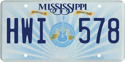 MS license plate HWI578