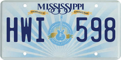 MS license plate HWI598