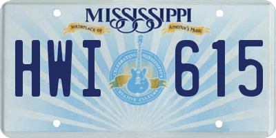 MS license plate HWI615