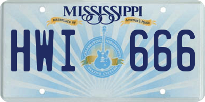 MS license plate HWI666