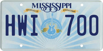 MS license plate HWI700