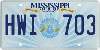 MS license plate HWI703