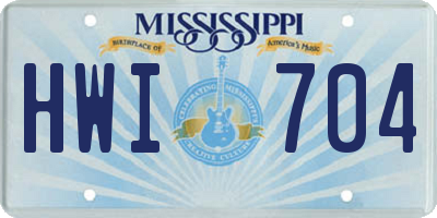 MS license plate HWI704
