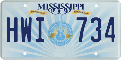 MS license plate HWI734