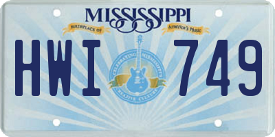 MS license plate HWI749