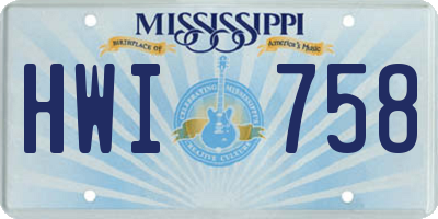 MS license plate HWI758