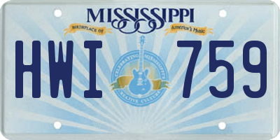 MS license plate HWI759