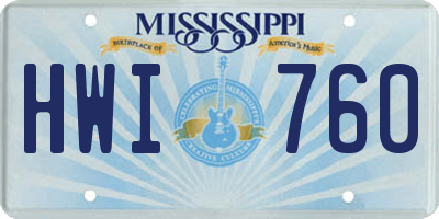 MS license plate HWI760