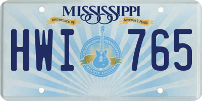 MS license plate HWI765