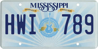 MS license plate HWI789