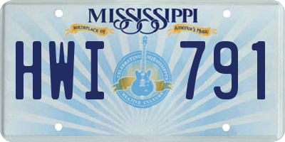 MS license plate HWI791