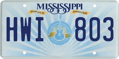 MS license plate HWI803
