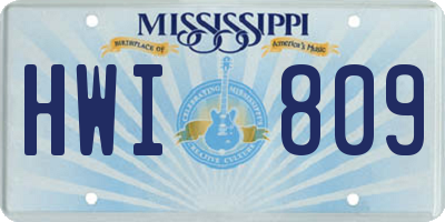 MS license plate HWI809