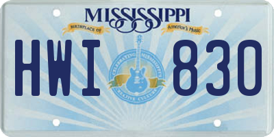 MS license plate HWI830
