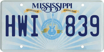 MS license plate HWI839
