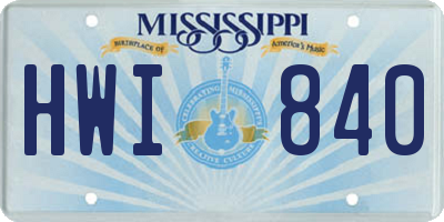 MS license plate HWI840