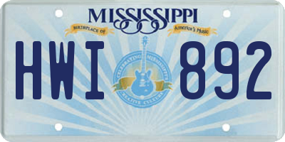 MS license plate HWI892