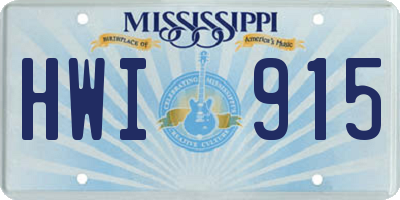 MS license plate HWI915