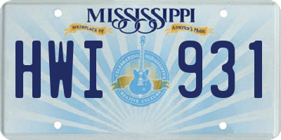 MS license plate HWI931