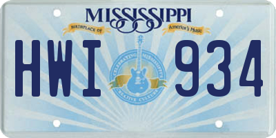 MS license plate HWI934