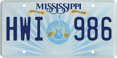MS license plate HWI986