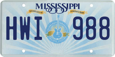 MS license plate HWI988