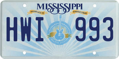MS license plate HWI993