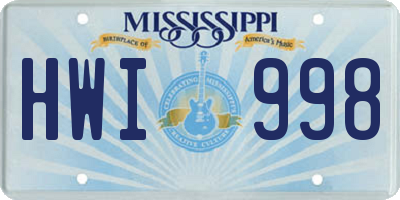 MS license plate HWI998