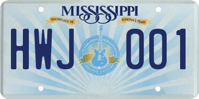MS license plate HWJ001