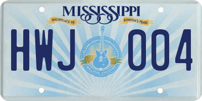 MS license plate HWJ004