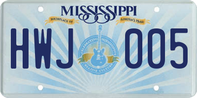 MS license plate HWJ005