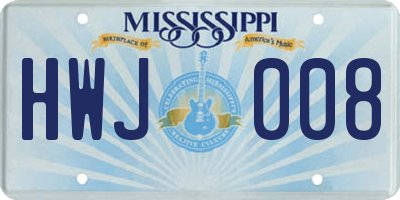 MS license plate HWJ008