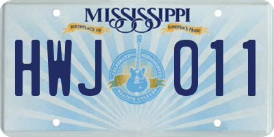MS license plate HWJ011