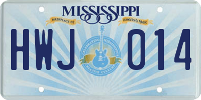 MS license plate HWJ014