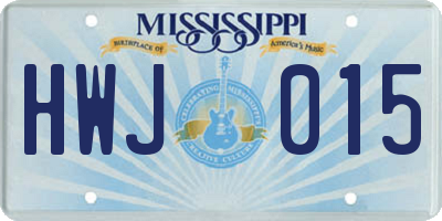 MS license plate HWJ015