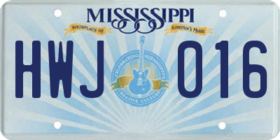 MS license plate HWJ016