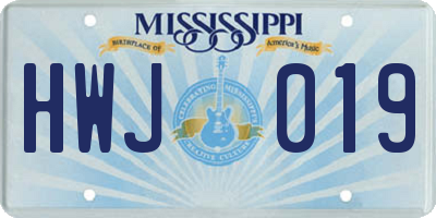 MS license plate HWJ019