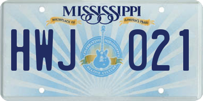 MS license plate HWJ021