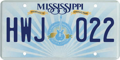 MS license plate HWJ022
