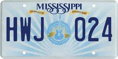 MS license plate HWJ024