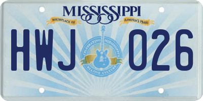MS license plate HWJ026