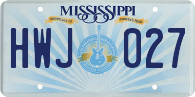 MS license plate HWJ027