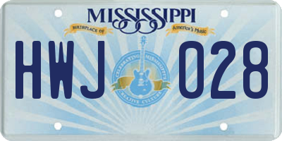 MS license plate HWJ028