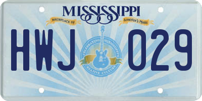 MS license plate HWJ029
