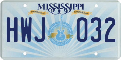 MS license plate HWJ032
