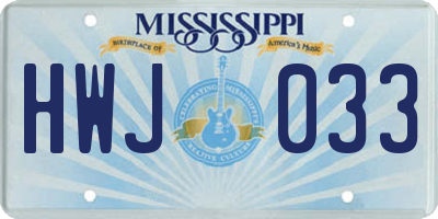 MS license plate HWJ033