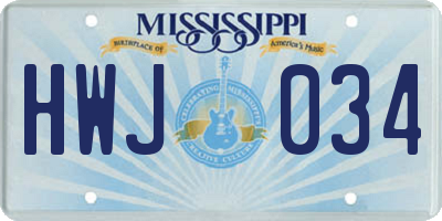 MS license plate HWJ034