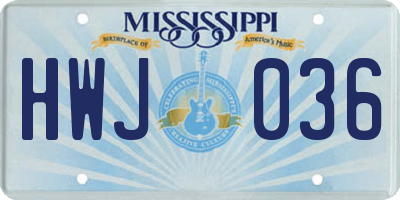 MS license plate HWJ036